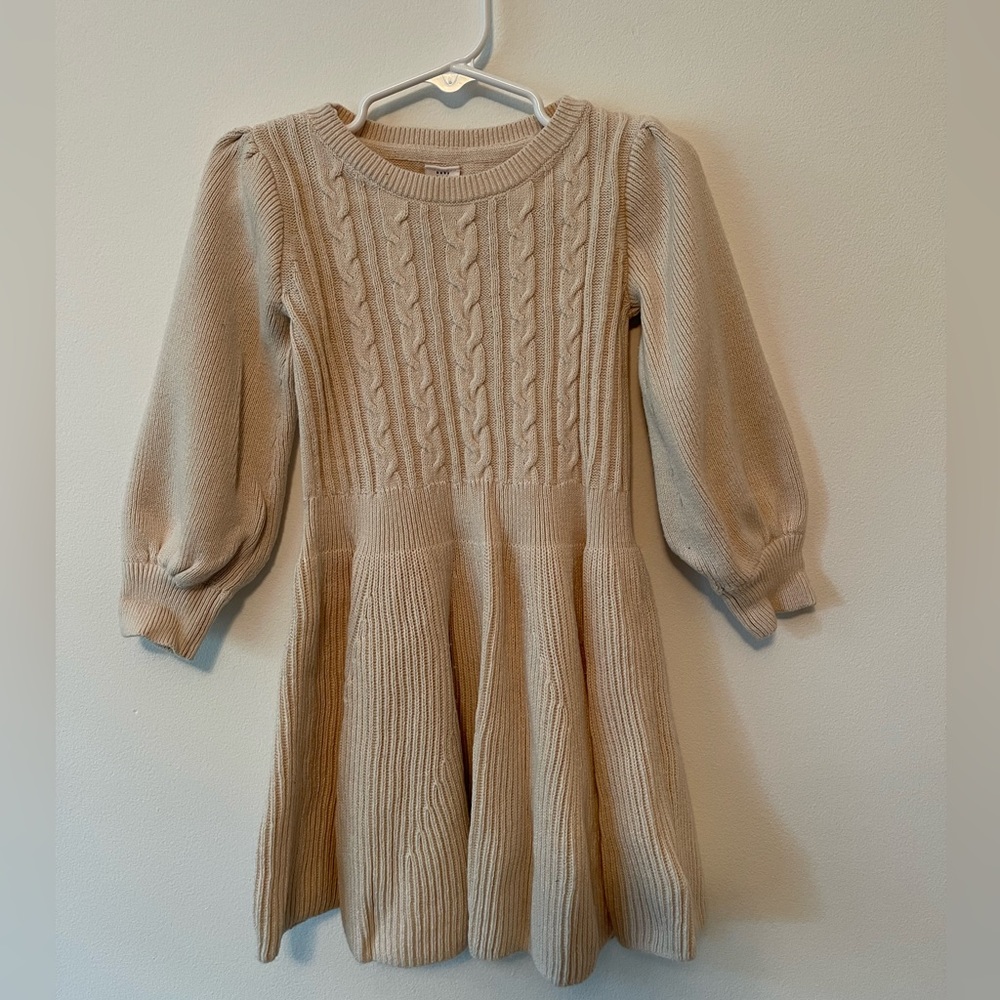 Kids Gap cable knit ivory sweater dress, size 4T